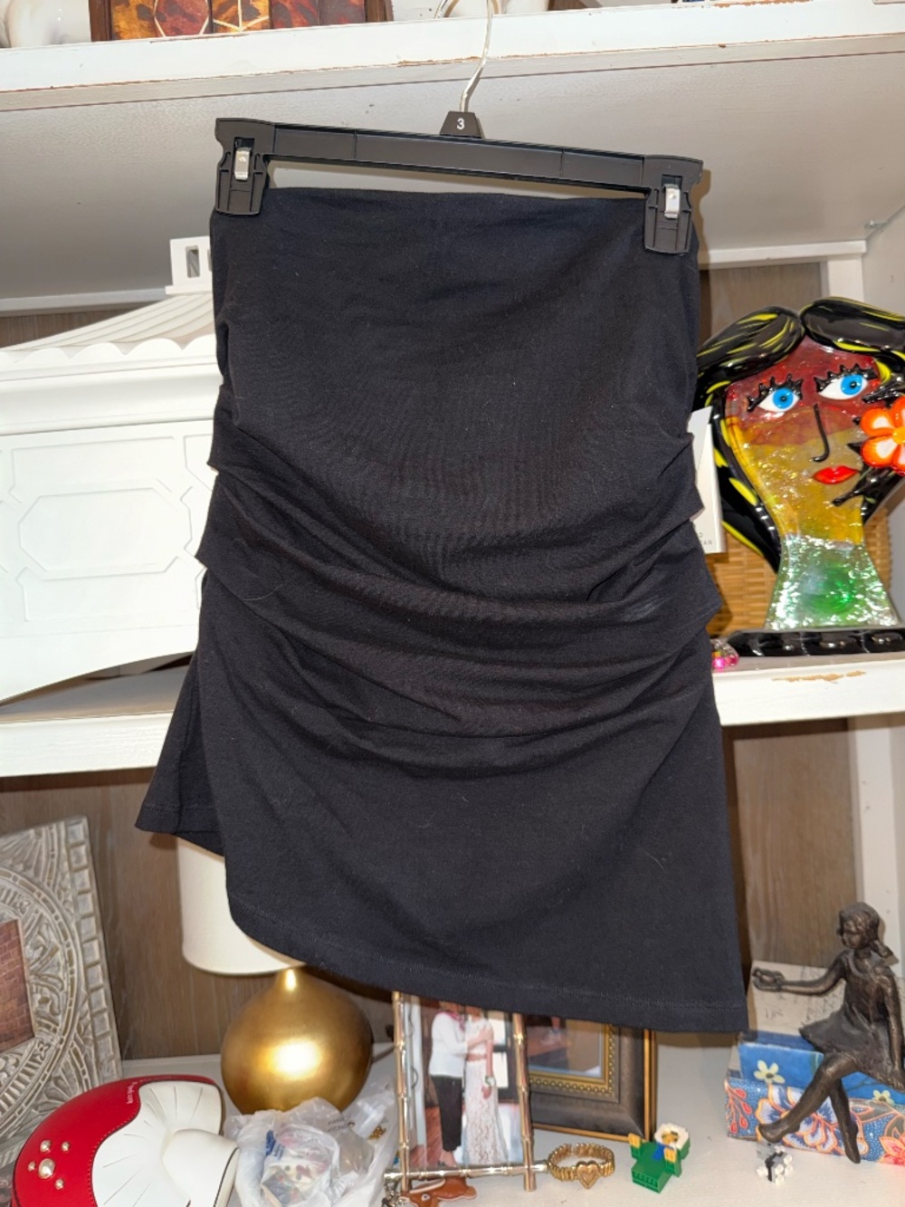 Good American Medium M black ruched strapless top nwt - Picture 3 of 5